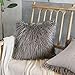 Kevin Textile Pack of 2, Decor Home Deluxe Soft Plush Merino Style Grey Faux Fur Throw Pillow Cover Cushion Case for Bedroom Sofa Chair 18 x 18 Inch 45 x 45 Cm