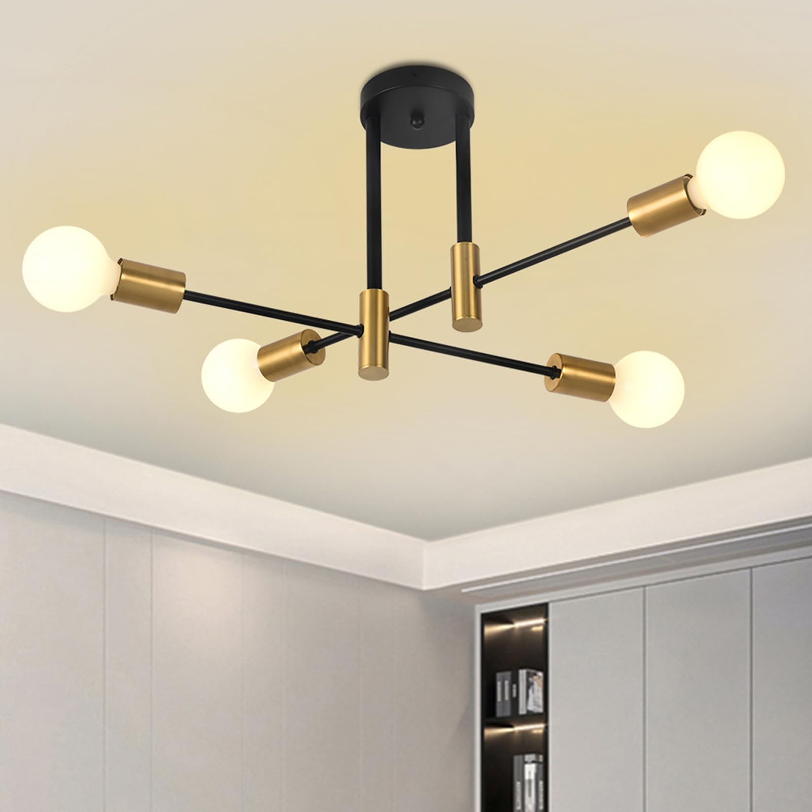 ZYDTRIP Sputnik Chandelier Ceiling Light, Pendant Light 4-Light Ceiling Light for Bedroom,Dining Room,Kitchen,Office,Kitchen Lights Ceiling…