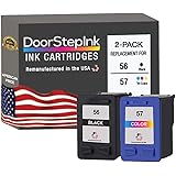 DoorStepInk Remanufactured in The USA Ink Cartridge Replacements for HP 56 HP 57 Combo Pack 1 Black and 1 Color for Printers HP DeskJet 450cbi, 450ci, 450wbt, 5150, 5150w, 5160, 5550