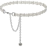 YooAi Rhinestone Belt Sliver Sparkly Crystal Dimonad Belt for Women Dresses Wedding Dress Bridal Belt