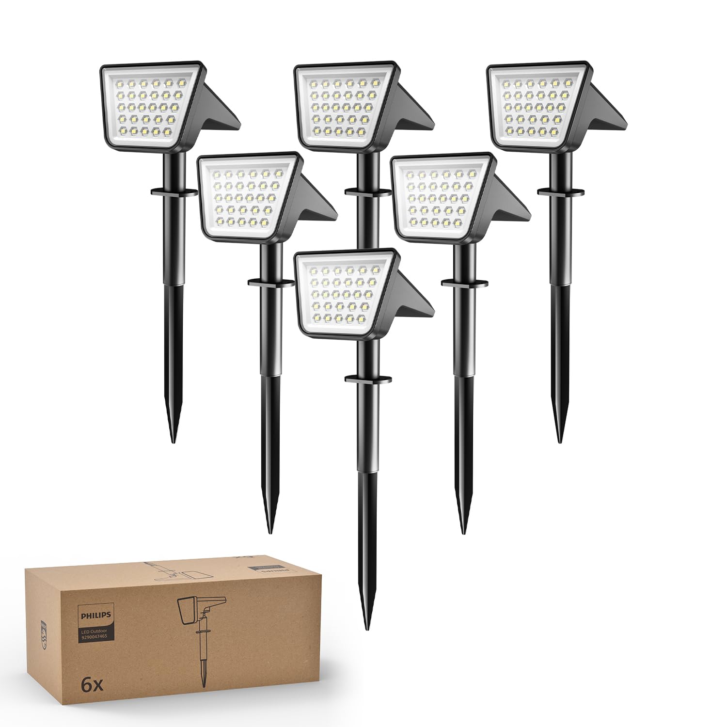 Photo 1 of ***UNTESTED / UNKNOWN DAMAGES/ MISSING PIECES**** Philips 6 Packs Solar Spot Lights Outdoor Waterproof, 28 LED 7500K Solar Powered Landscape Pathway Lights, Dusk to Dawn Solar Spotlights for Garden, Yard, Lawn, Walkway, Driveway