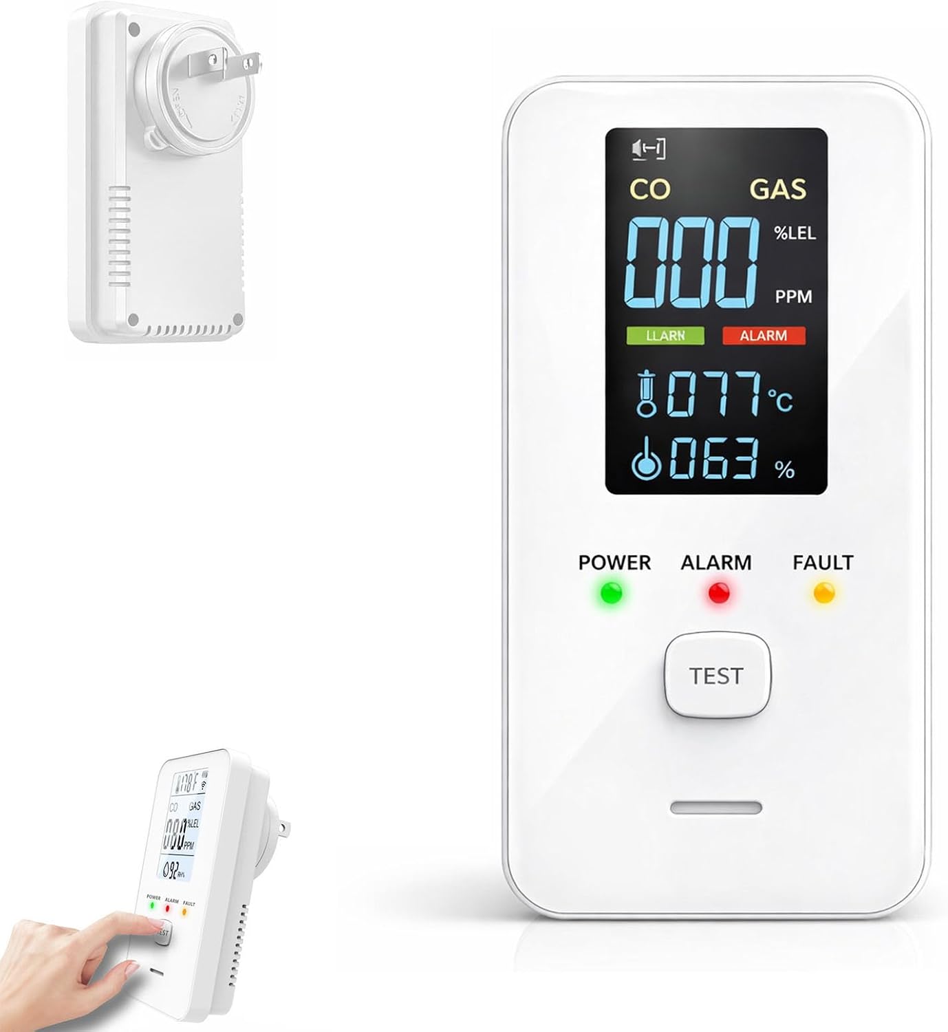 Steadfast Haven 4-in-1 Detector with HD Screen, Home, Apartment, Hotel, Camping RV (White) (White-Color Screen)