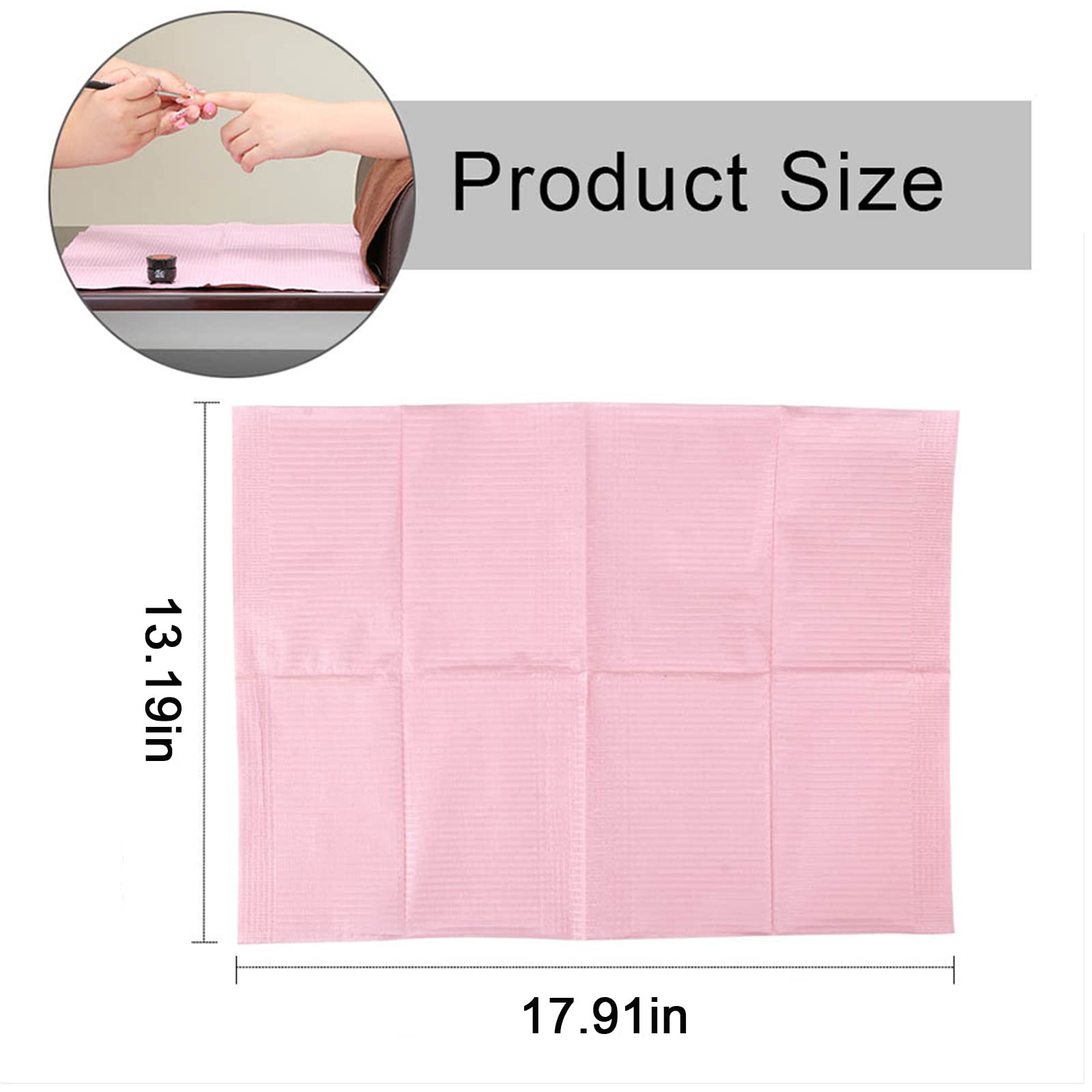 LXIANGN 125PCS Disposable Nail Art Table Towels Mat 13" X 17" Waterproof 3 Ply Nail Art Mat Paper Sheet Clean Pads Tattooing Table Mat Nail Table Cover Tattoo Supplies (Pink) - Image 3