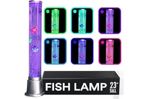 SHOP LC DELIVERING JOY Fish Lamp Sensory Bubble Tube Bubble Lamps Aquarium Night Light 6 LED Color Changing Sensory Tubes Table Lamp Lava Bedroom Lamps Home Decor Desk Fake Fish Tank Christmas Gifts Men 1.9FT