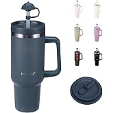 ICEWATER - 40 oz Tumbler with Handle & 2 Lids (Standard Straw and Flip Straw) | 100% Leak Proof | Cup Holder Friendly | Insulated Water Bottle for Coffee | Keep Cold for 36 Hours (Nightfall Blue)