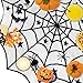 JOVITEC Halloween Decorations Set 40 Inch Spiderweb Lace Round Tablecloth Black Spooky 17.7