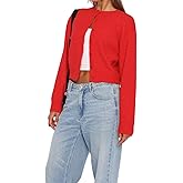 Womens Y2K Cardigan Sweaters Long Sleeve Open Front Button Down Crop Sweater Solid Knit Pullover Fall Outfits Tops