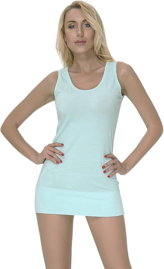 Moxeay Extra Long Tank Top for Women Stretch Cotton Tank