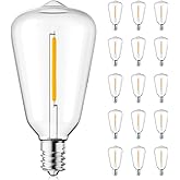 Brightown 15 Pack ST38 LED Light Bulbs, Outdoor String Light Replacement Dimmable Shatterproof Bulbs, 0.6W Equivalent to 7W Incandescent Bulbs, E12/C7 Base (Not Work with Solar String Lights)