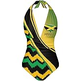 Sprowallow Women's One Piece Swimsuit Tummy Control Halter V Neck Bathing Suit High Cut Push Up Swimwear