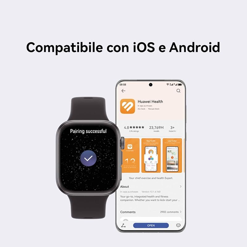 WATCH FIT 4 Smartwatch, 100 Modalità di Allenamento, Ultra-sottile, Fitness Tracker, iOS & Android, Cassa in Alluminio, Batteria fino a 10 Giorni, 1.82”Display AMOLED, GPS, 30 mesi di Garanzia