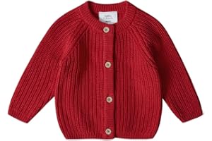 Stellou & friends 100% Cotton Chunky Ribbed Knitted Cardigan for Boys & Girls Ages 0-6 Years