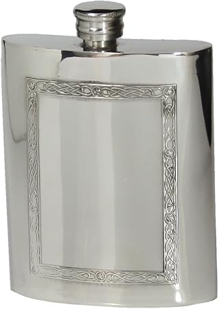 Amazon 6oz Pinder Brosピューターヒップフラスコ ケルトノットモチーフ ハンドメイドでシェフィールド Pinder Bros フラスコ スキットル