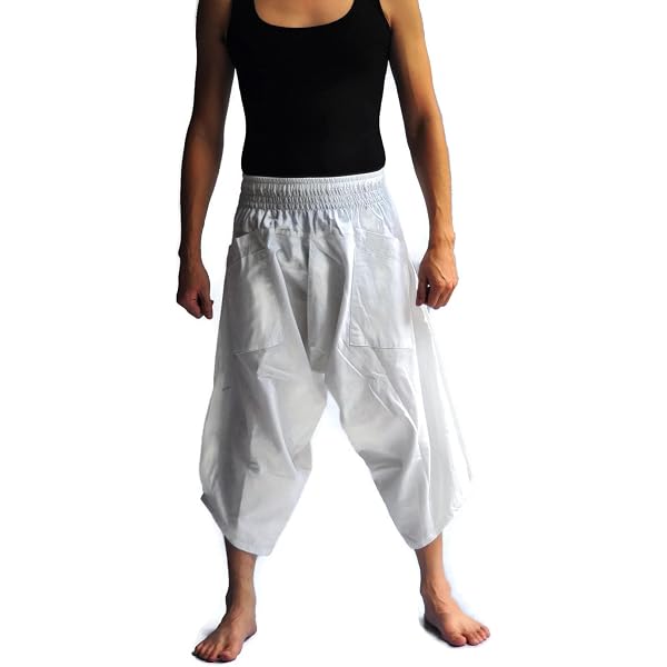 Men's Japanese Style Fisherman Pants - 100% Cotton Harem Pants, One Size Fits All, Handmade In Thailand - View #3