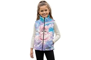 HUGS IDEA Vest Jacket for Girls Stand Collar Vests with Pockets Zip Up Sleeveless Coats for Kids Outerwear