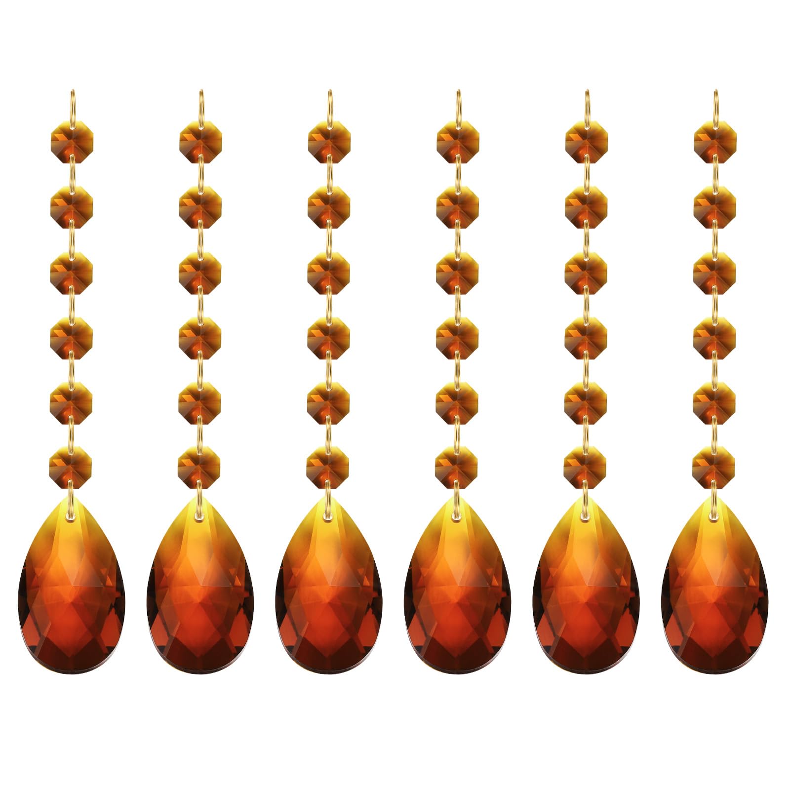 PATIKIL Teardrop Crystal Chandelier, 6 Pack 160mm Length Prisms Part Dark Amber