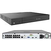 Vonnision 16 Channel 4K PoE Network Video Recorder NVR, 16 Port H.265 NVR Support 4K/2K/8MP/5MP/3MP/1080P PoE Camera, Remote Access, Motion Alarm, 24/7 Recording, Smart Playback, No Hard Disk Drive