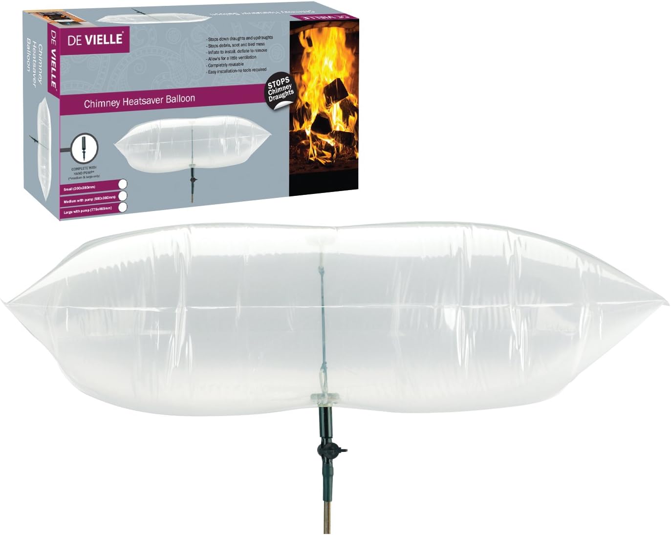 De Vielle Chimney Eco Balloon Fireplace Down Up Draught Stopper (Small)