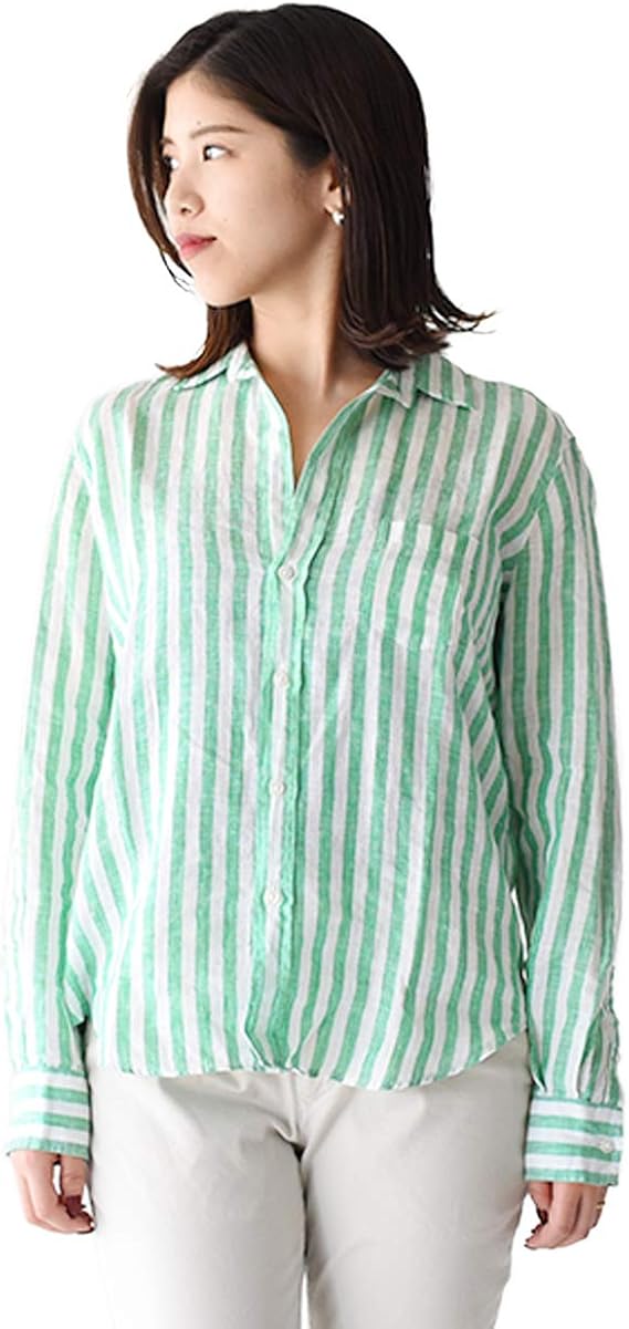 Amazon フランクアンドアイリーン Frank Eileen アイリーン イタリアンリネン スキッパーシャツ Xxs S Mサイズ相当 Green シャツ ブラウス 通販