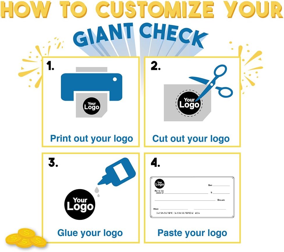 Giant Fake Award Presentation Check - 16" x 32" - Large Novelty Endowment Check for Endowment, Donations, Fundraiser - Big Blank Oversized Raffle Sweepstakes Reward Winners Check (Striped Borders): Everything Else