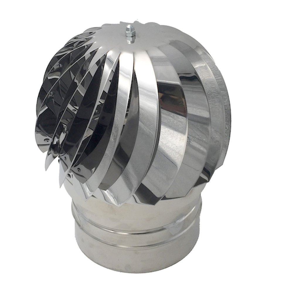 Rotating Chimney Cowl Cap, Stainless Steel Spinner Anti-Downdraught Fits for Chimney Pots Chimney Pot Cap 200 mm