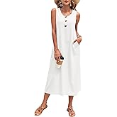 MOLERANI Women's Summer Maxi Dress 2026 Sleeveless Button Down Casual Loose Long Beach Sundress Travel Vacation Outfits