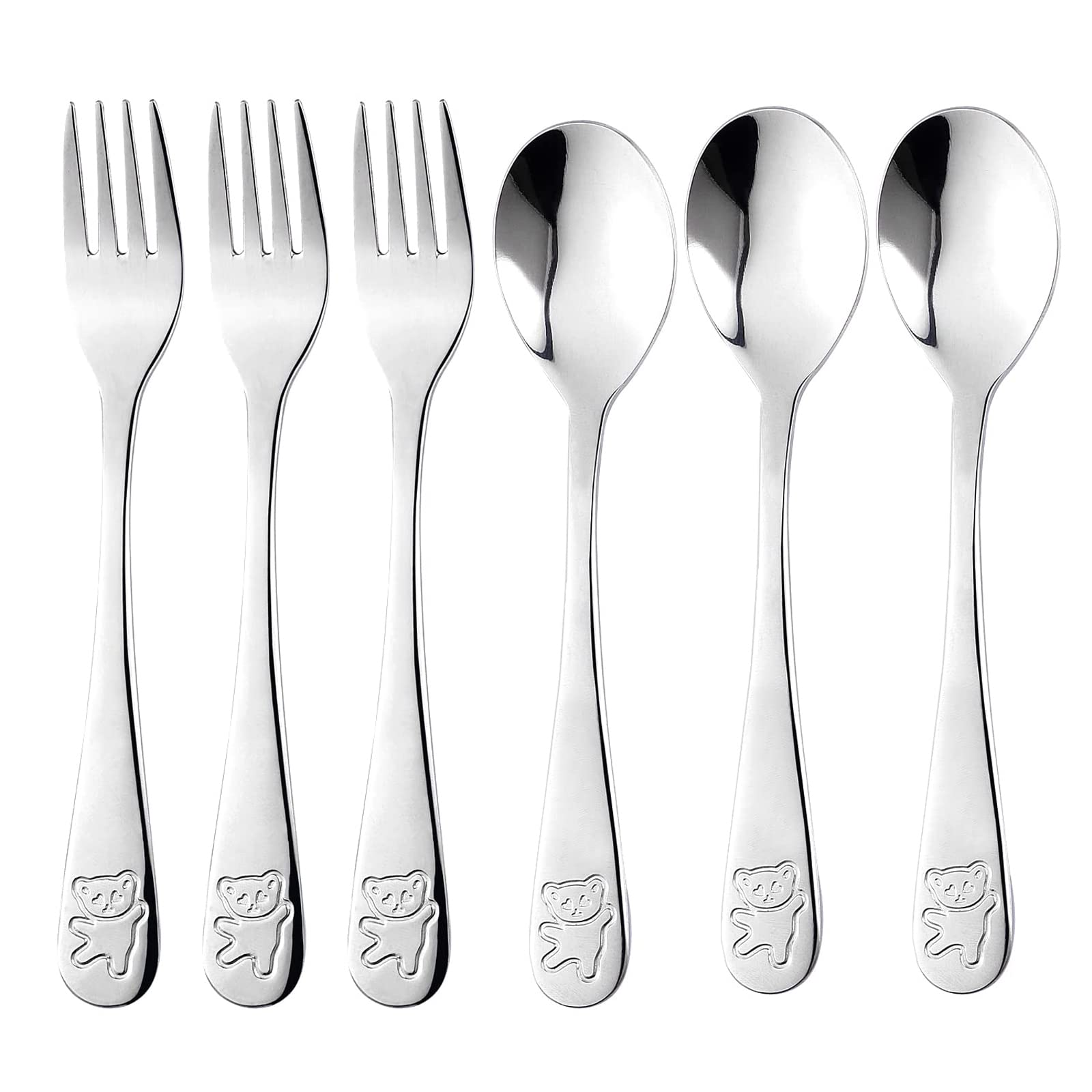 Lanjue 6 PCS Silverware Stainless Steel Flatware Fork and Spoon Set Utensils Metal Cutlery Set