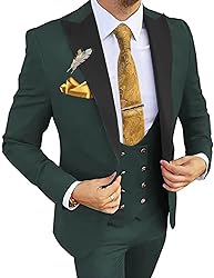 Wangyue Mens Tuxedo Suit Set Green 3 Piece Tuxedo
