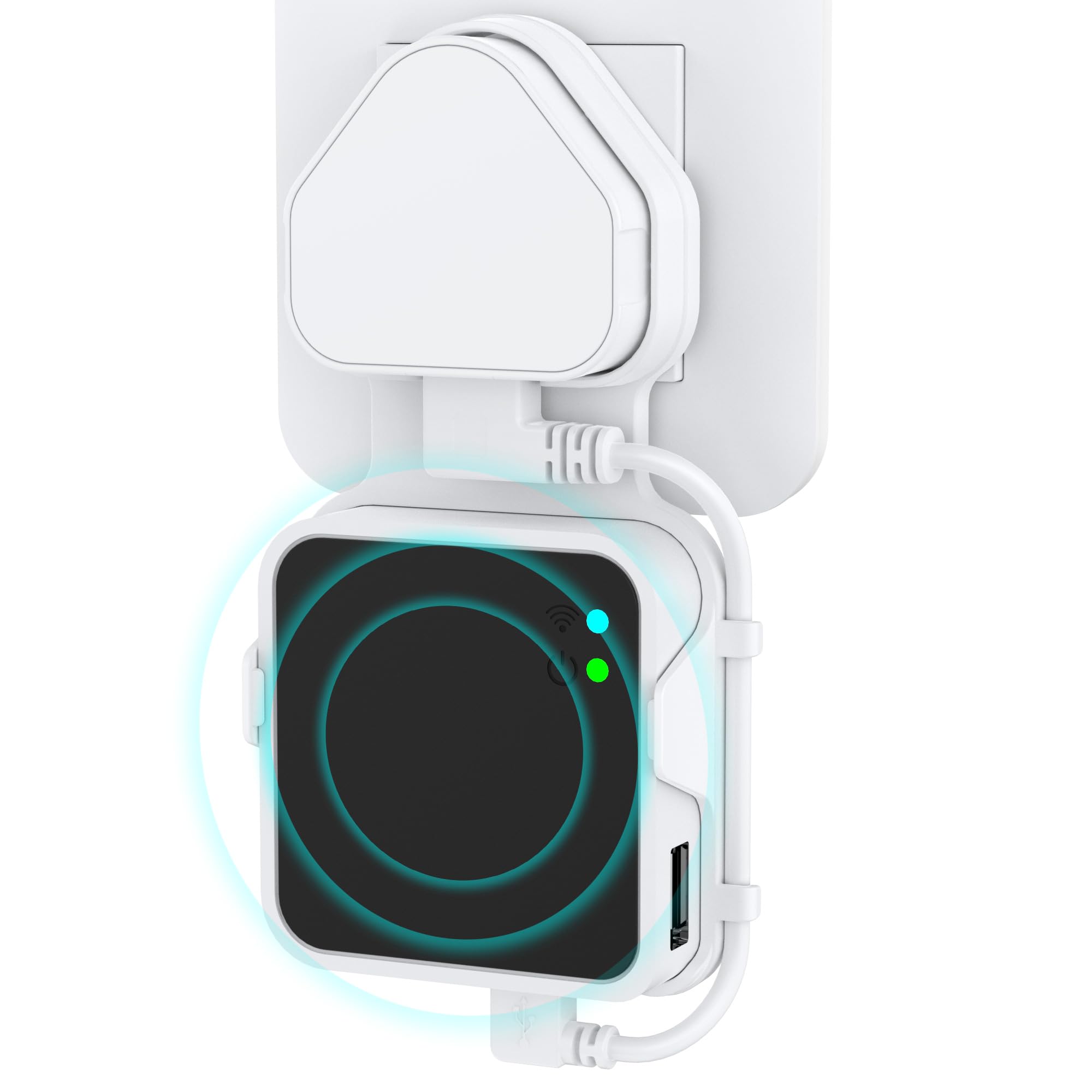 HomeMount Outlet Wall Mount for Blink Sync Module 2, Outlet Holder with Short Cable, No-Drill Plug Bracket, Space-Saving Wall Mounting for Blink Sync Module 1/2 (1, White)