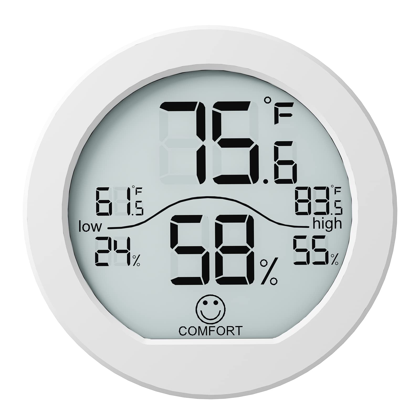 Photo 1 of SECRUI Digital Hygrometer Thermometer for Room Temperature Humidity Meter Indoor Thermometer Accuracy Calibration LCD Temperature Sensor with Maximum and Minimum Records, TH1, White