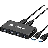 USB 3.0 Switch Selector 2 Computers Sharing 4 USB Devices KVM Switch Hub Adapter for Keyboard Mouse Printer Scanner with One 