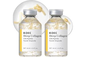 KOEC Deep Collagen Silk Peptide Facial Ampoule 2PCS Face Firming Serum,Intensive Tightening & Smoothing & Hydrating,Non-Greas