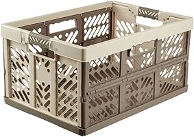 keeeper Robusta Caja Plegable con Mangos Suaves, 54 x 37 x 28 cm, 45 l, Ben, Crema/Marrón 