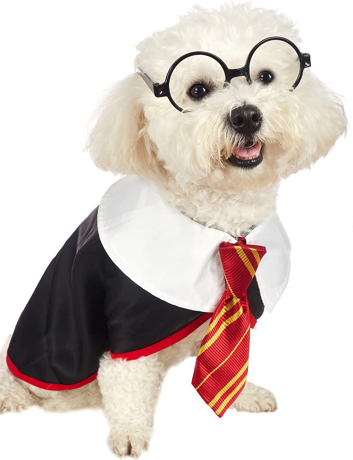 Impoosy Pet Halloween Dog Shirts Funny Cat Wizard Costume Cute Apparel Soft Clothes with Glasses (X-Large,Neck:21")