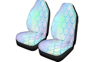 PEHEDE Car Seat Cover Colored Fish Scales Front for Cars, Easy to Install Cover Set, Accessories Auto Trucks Van SUV,2 Packs