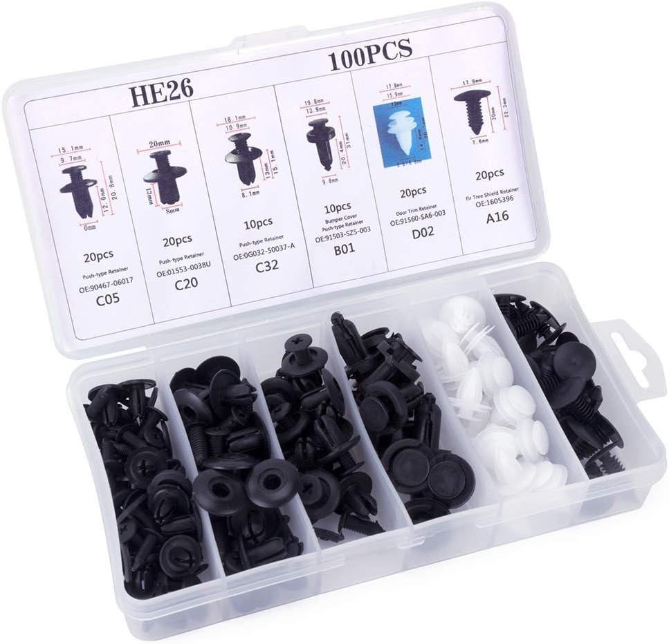 AUMAYCHEER 100pcs Car Screw Universal Rivets Clips Bolt Wheel Arch