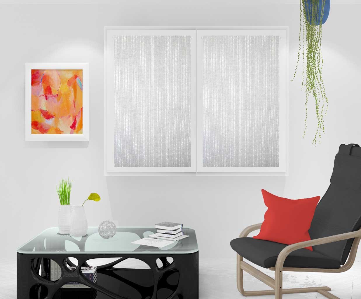 Soleil d 'Ocre Maelis Pair of Brise Bise, Polyester, white, 60x120 cm