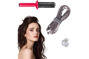 Neuvikter Heatless Curling Rod Headband with Hair Clips and Scrunchie, Hair Brush Styler for Curly Hair, Sleeping Curls Silk Ribbon with Hair Rollers for Long Hair (3Pcs-Grey)