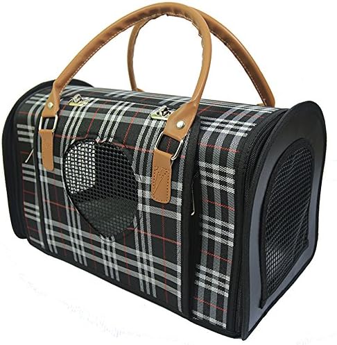 Radiant Pet Supplies Stylish Small Dog and Cat Portable Travel Carrier Hand Bag, Under the Seat Compatibility, Plaid Print