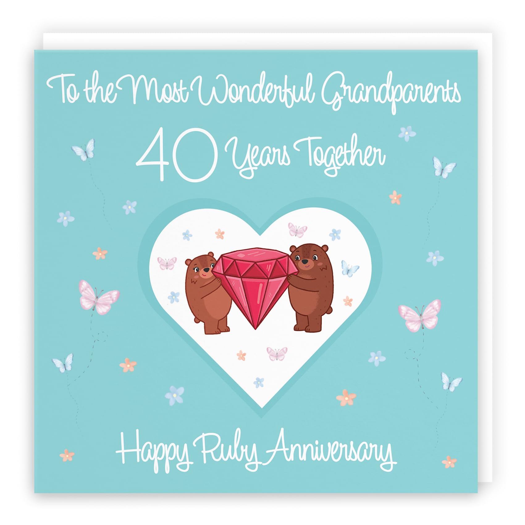 Hunts England - Grandparents 40th Anniversary Card - 40 Years - Ruby Anniversary - Romantic Meadows - Fun Card - 40th Anniversary Card For Grandparents — image 1