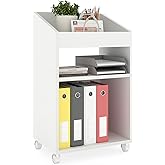 Permory 3-Tier Mobile Files Cabinet, Under Desk White Storage Organizer with Wheels for Home Office (White)
