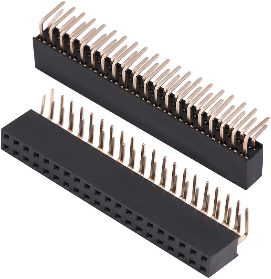 Walfront 3pcs 2.54mm 2x20 Pin Female Header Dual Row Right Angle Connector PCB