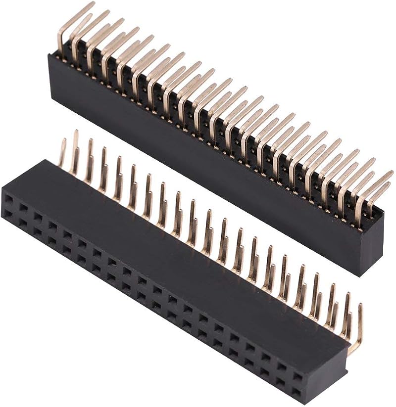 Walfront 3pcs 2.54mm 2x20 Pin Female Header Dual Row Right Angle Connector PCB