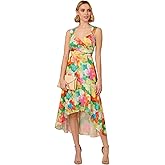 Adrianna Papell Womens Floral Midi High-Low Dress