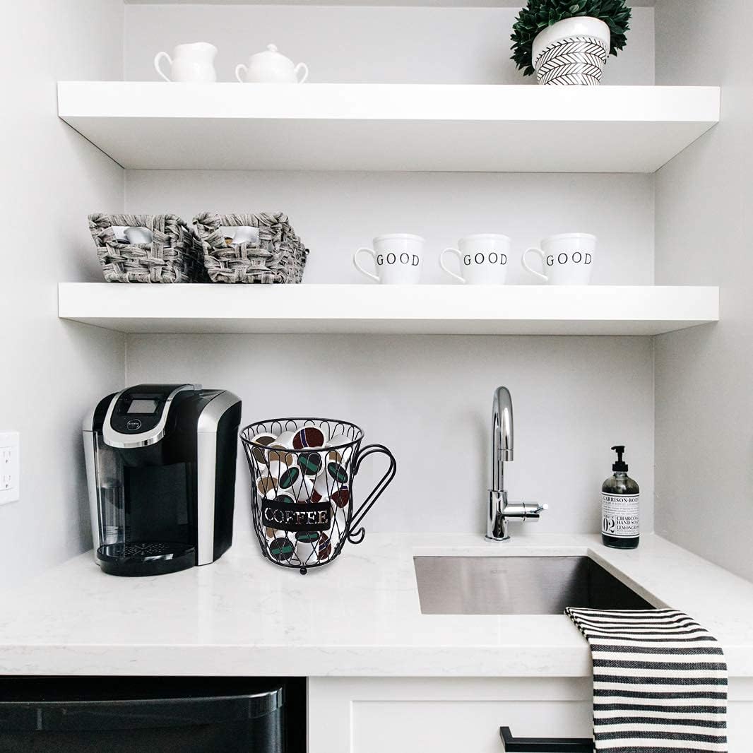 Homentum Coffee Pod Holder Basket,K Cup Holder for Counter,Metal Coffee Mug Storage Basket,Fathers Day Gifts Espresso Pod Holder for Table Bar(Black): Kitchen & Dining