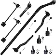 Detroit Axle - 10pc Suspension Kit for 2007-2017 Jeep Wrangler, 2018 Wrangler JK, 4 Front Upper & Lower Ball Joints 2 Rear Sway Bars 4 Inner Outer Tie Rod Ends Replacement