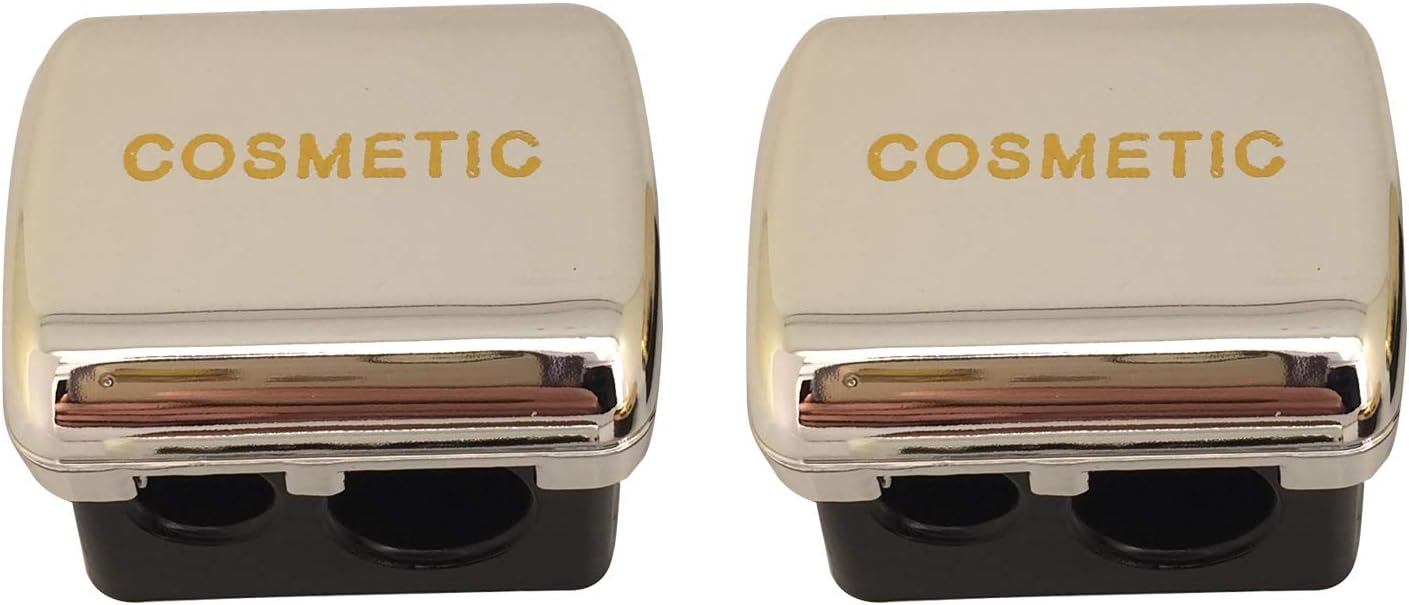 Dual Makeup Sharpener (2 pack) for Cosmetic Eyebrow Eyeliner Pencil, Silver