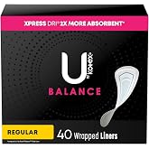 U by Kotex Balance Regular Liners, 40 Count