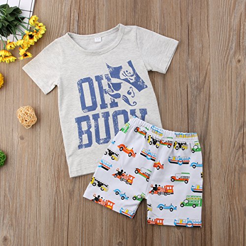 Baby Boys' 2-Piece Outfit Set Tee and Shorts (Grey 2, 4T)