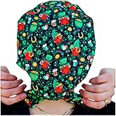 KimKaps Tie Back Surgical Nurse Scrub Hat - Beautiful Lucky Gnome Themed Scrub hat Pitcher Perfect - Style 3